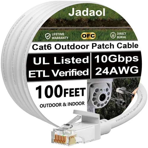Vista 8 de Cable Ethernet Cat 6 de 1 pie (paquete de 6), para exteriores e interiores, compatible con red Cat7 de 10 Gbps, cable de conexión LAN plano
