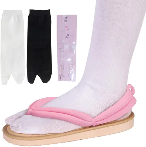 Vista 7 de Zueco japonés de anime masculino y femenino para juego de rol, zapatos y calcetines