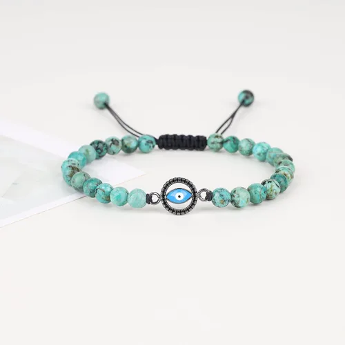 Vista 4 de COAI Pulsera de mal de ojo con cuentas de piedra