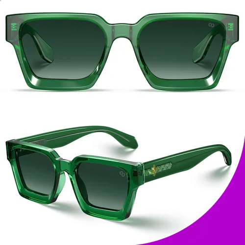 Vista 49 de VISOONE Moda 100% UV400 Protección Rectángulo TR90 Y2K Gafas de sol Accesorios para Mujeres Hombres RIVER, Transparente/Gris Rosa