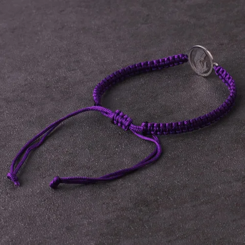 Vista 4 de Pulsera trenzada con acero inoxidable Virgen María para niñas y mujeres