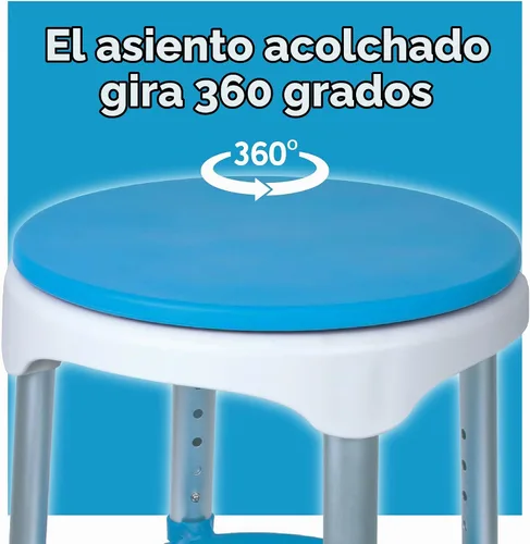 Vista 4 de Carex Taburete de baño y taburete de bañera giratorio fácil – Taburete de ducha, asiento de baño giratorio ajustable y silla de ducha para ancianos