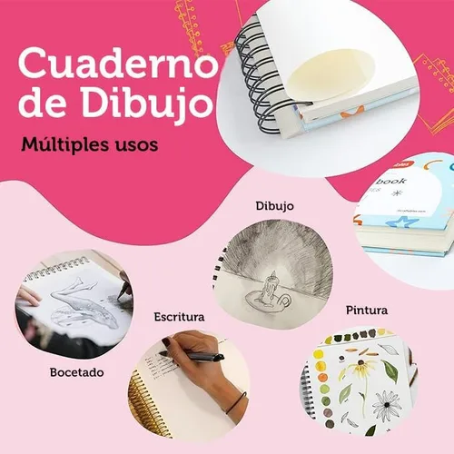 Vista 3 de Incraftables Cuaderno de bocetos para niños con tapa dura encuadernada en espiral, 125 páginas, cuaderno de bocetos y papel de dibujo para niños