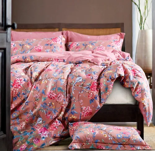 Vista 7 de Eikei Juego de Ropa de Cama de Jardín Botánico con Funda de Edredón de Algodón 100% Cepillado Lavado, Estampado Chinoiserie Asiático, Patrón Floral
