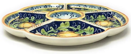 Vista 3 de CERAMICHE D'ARTE PARRINI - Bandeja de cerámica italiana para servir aperitivos, limones decorativos de cerámica, pintados a mano, fabricado