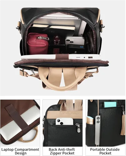 Vista 7 de FADEON Bolsos bandolera y mochilas para laptop para mujer Colección Brown