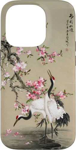 Vista 17 de Red Cap Cranes with Plum Blossoms Japanese Woodblock Art Case for iPhone 17