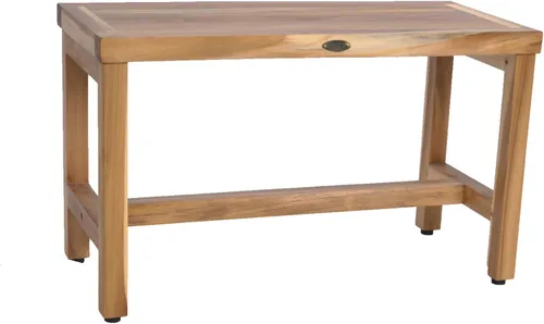 Vista 10 de EcoDecors Eleganto - Banco Taburete de ducha de madera de teca impermeable de 16 pulgadas de altura, color natural, silla de asiento para ducha