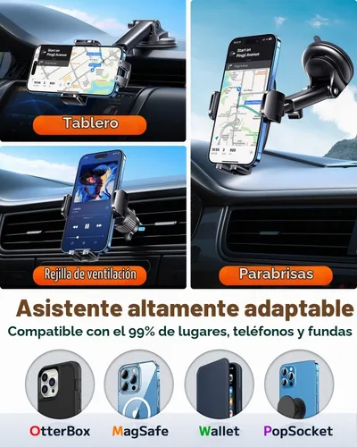 Vista 3 de Qifutan Soporte de teléfono para salpicadero para tu automóvil, soporte de teléfono para salpicadero de automóvil, parabrisas y ventilación de aire