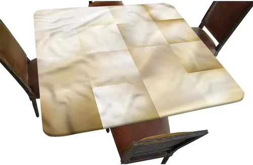 Vista 19 de Mantel cuadrado decorativo a cuadros con bordes elásticos, líneas diagonales y cuadrados de poliéster, para interiores y exteriores, para decoración