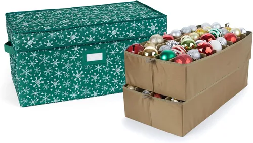 Vista 29 de Covermates Keepsakes – Caja de almacenamiento ajustable de 72 piezas – Capacidad para adornos de 4 pulgadas – Resistente – Asas – apilables