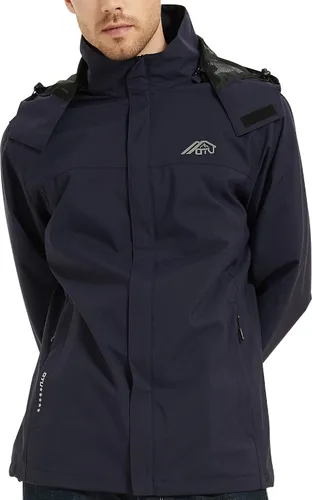 Vista 7 de Chaqueta impermeable ligera para hombre con capucha, para el aire libre, senderismo, viajes