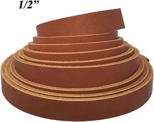 Vista 4 de Tiras de cuero 1.25 pulgadas de ancho – Miel Waxy Latigo tira de cuero hasta 96 pulgadas de largo – 6-7 oz (0.094 – 0.110 in) de piel Pitka