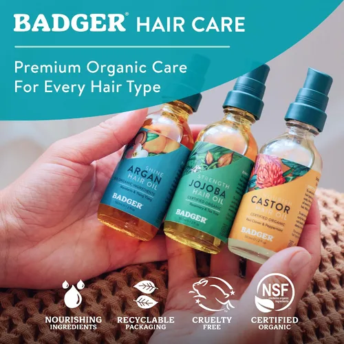 Vista 4 de Badger Aceite orgánico de argán para el cabello, domesticación