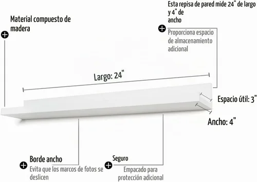 Vista 4 de Repisa simple Blanco