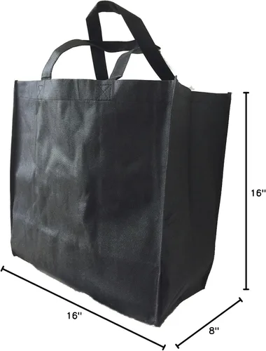 Vista 5 de (Juego de 12) 12 Pack- Barato no tejido grandes promocionales bolsas de comestibles (negro)