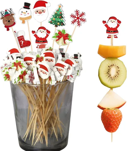 Vista 10 de Rsstarxi Paquete de 24 Adornos para Cupcakes Oh Baby de Navidad con Purpurina, Sombreros de Navidad, Palillos para Cupcakes de Baby Shower para Baby