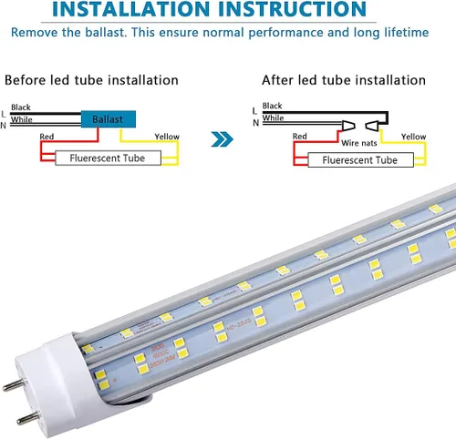 Vista 4 de Paquete de 25 bombillas LED T8 T10 T12 de 4 pies tipo B, 75 W 9500 LM, 6000K-6500K blanco frío, tubo fluorescente LED de 4 pies, súper brillante