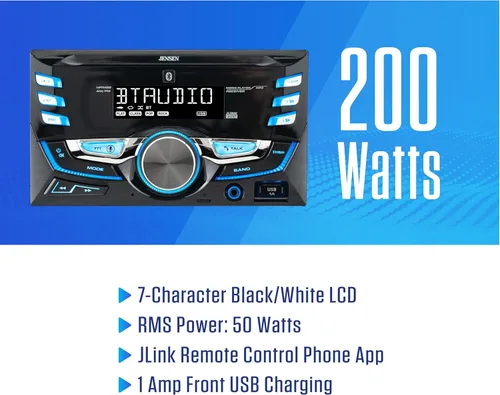 Vista 2 de Jensen MPR420 - Estéreo de coche con Bluetooth doble DIN, radio AM/FM, reproducción USB Llamadas y transmisión de manos libres Bluetooth