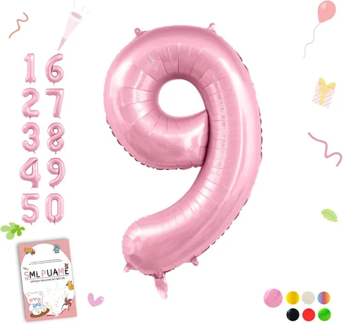 Vista 102 de Globos grandes de 40 pulgadas de números del 0 al 9, globos numéricos para decoración de fiesta de cumpleaños, globos de helio de aluminio