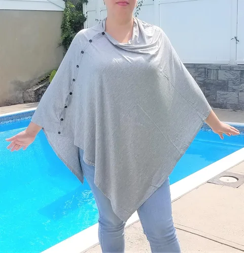 Vista 5 de Funda de lactancia para lactancia materna - Multiuso - Manta de lactancia - Estilo poncho con botones - Toldo elástico para asiento de automóvil