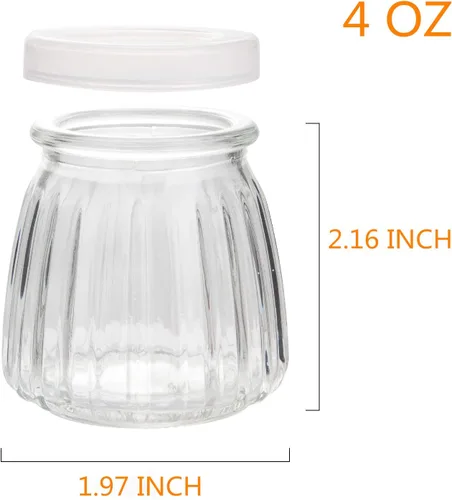 Vista 2 de Tarros pequeños de yogur, tarros de vidrio transparente de 4 onzas con tapas, recipiente de yogur de vidrio con tapas (PE), tarro de pudín
