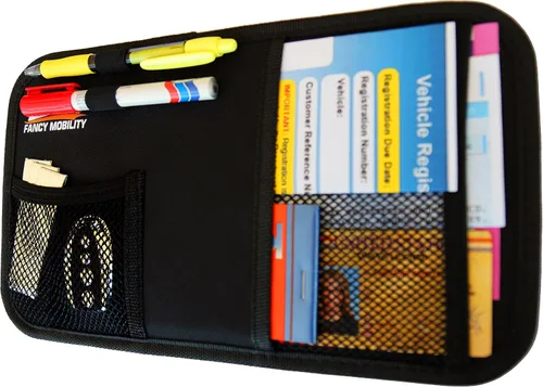 Vista 6 de Organizador de visera solar para automóvil, soporte para documentos de automóvil y almacenamiento pequeño, bolsa para registro y seguro, diseño