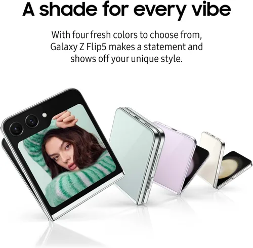 Vista 13 de SAMSUNG Galaxy Z Flip5 AI, teléfono celular de 256GB, desbloqueado, teléfono inteligente Android, diseño compacto plegable, control con una mano