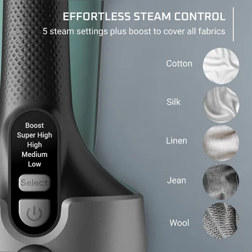 Vista 6 de Rowenta Vaporizador de mano para ropa, vaporizador y plancha Pure Force 2 en 1, 1875 W, vaporizador y planchado vertical/horizontal, ligero, apagado