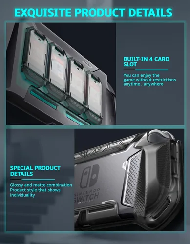 Vista 4 de Mumba BladePro Series Case for Nintendo Switch Lite, 4 Game Cards Holder Dustproof Front Cover, TPU Protective Portable Accessories Compatible with