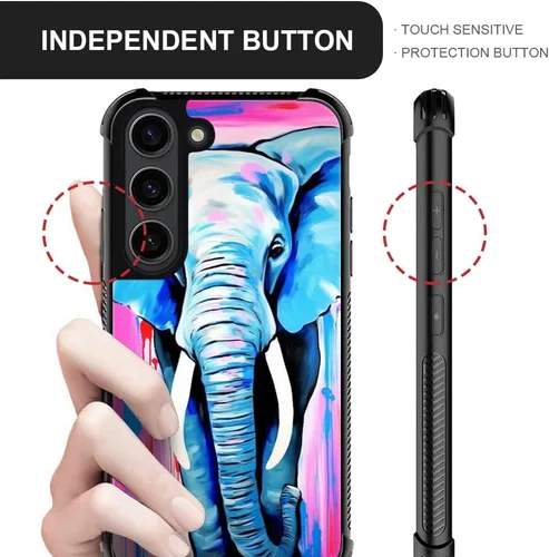 Vista 4 de Funda compatible con Samsung Galaxy S23, diseño de elefantes africanos, diseño increíble a prueba de golpes, antiarañazos, carcasa trasera