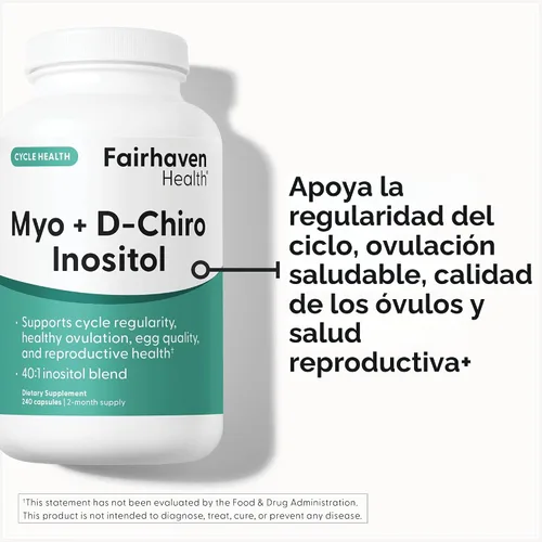 Vista 2 de Fairhaven Health Myo-Inositol y D-Chiro Inositol Suplemento Proporción 40:1 Suplemento de fertilidad femenina para mujeres y equilibrio