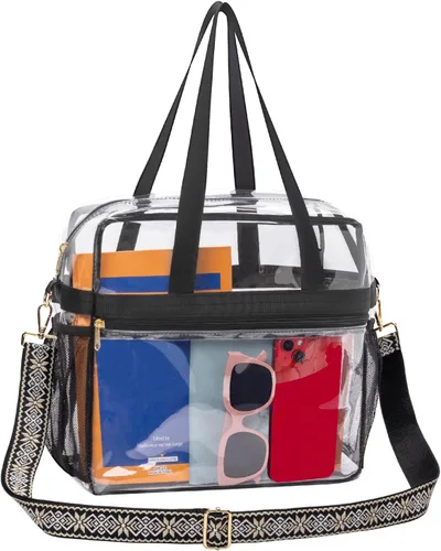 Vista 26 de Paxiland Clear Bag for Stadium Events, 12x6x12 inches Tote Bag with Detachable Reinforced Strap for Sports Concert and Work