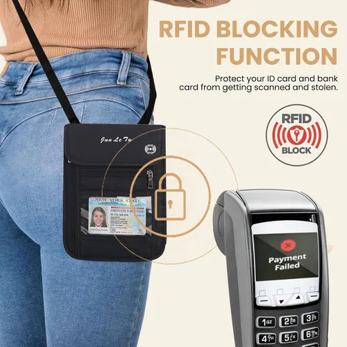 Vista 5 de Soporte para pasaporte para viajes, cartera de pasaporte RFID con diseño de ventana visual, organizador de documentos multifuncional, bolsa de viaje