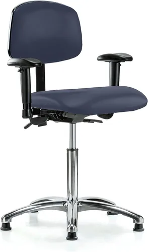 Vista 84 de PERCH - Silla giratoria con ruedas para alfombra o linóleo, cromado, Textil, Tela negra