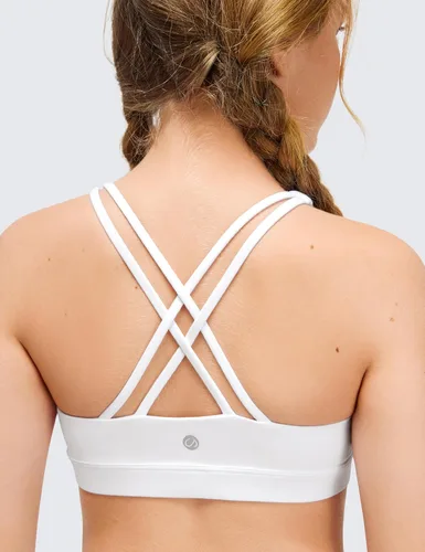 Vista 4 de CRZ YOGA Butterluxe - Brasier deportivo con tirantes delgados y cuello redondo, para yoga, para adolescentes, cómodo, para danza
