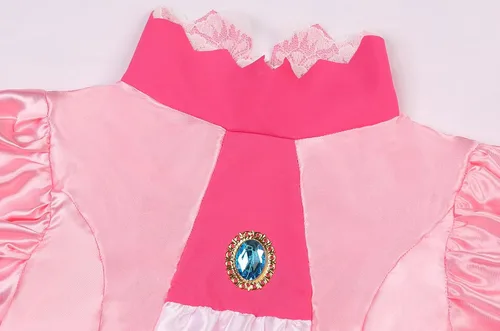 Vista 3 de Disfraz de princesa melocotón para niñas con corona y accesorios