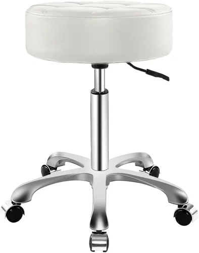 Vista 10 de Ainilaily Taburete con ruedas, cojín grueso resistente para esteticista, silla hidráulica para trabajo, médico, tatuaje, sala de oficina, (negro)