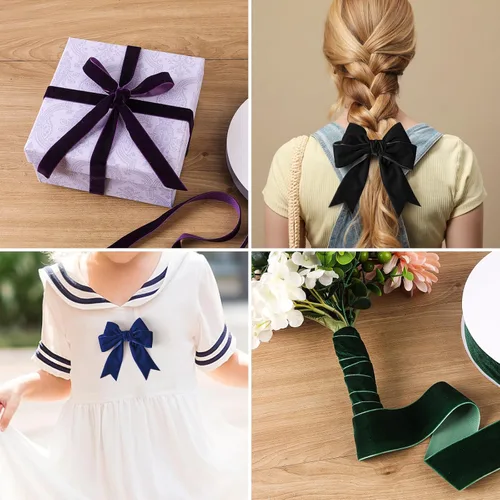Vista 4 de Cinta de terciopelo negro de 1-1/2 pulgadas x 20 yardas, ideal para envolver regalos, hacer lazos para el pelo, coronas, decoración de boda y fiesta