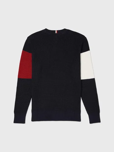 Vista 2 de Tommy Hilfiger Suéter de cuello redondo con bandera adaptable para hombre con cierre de cremallera
