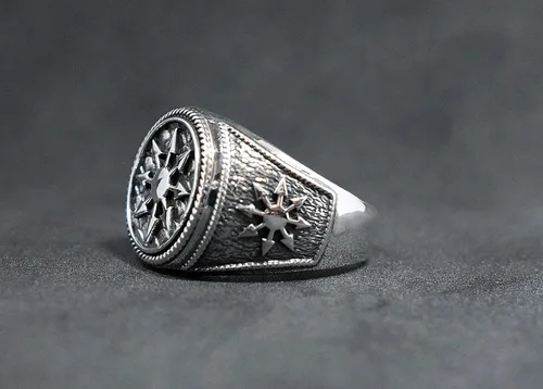 Vista 7 de Anillo de plata de ley 925 con diseño de estrella mágica gótica del caos, talla 6-15