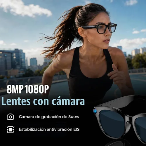 Vista 3 de Gafas inteligentes AI con cámara de 8 MP, traducción en tiempo real