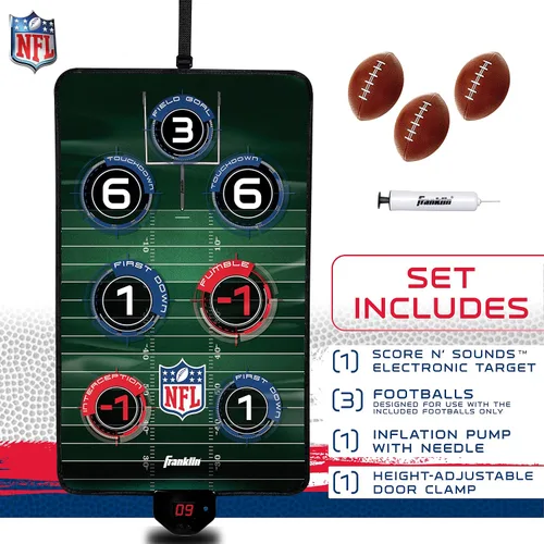 Vista 2 de Franklin Sports NFL Juego Electrónico de Lanzamiento al Blanco de Fútbol Americano - Blanco de Lanzamiento de Fútbol Americano Sobre la Puerta