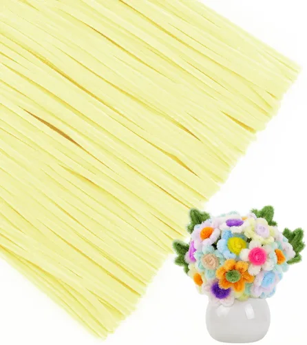 Vista 36 de IOOLEEM - Limpiapipas, 200 tallos de chenilla para hacer flores de color rosa claro