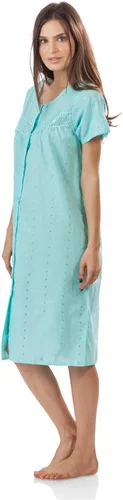 Vista 2 de Casual Nights Vestido de casa bordado con ojales de manga corta para mujer
