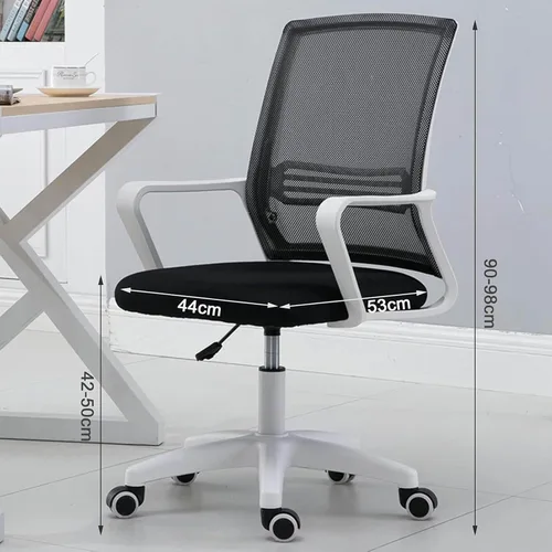 Vista 2 de Home Mesh Back Swivel Chair with Padded Seat and 360° Swivel - Computer Desk Chair with Arms - Adjustable Task Chair for Office - White Mesh Task