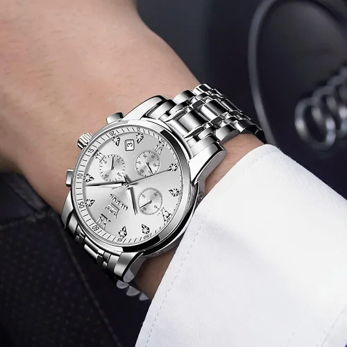 Vista 9 de OLEVS Men Multifunction Watch Multi Dial Waterproof Luminous Chronograph Mens Watch with Date Gift for MenStainless Steel Watches for MenClassic Men