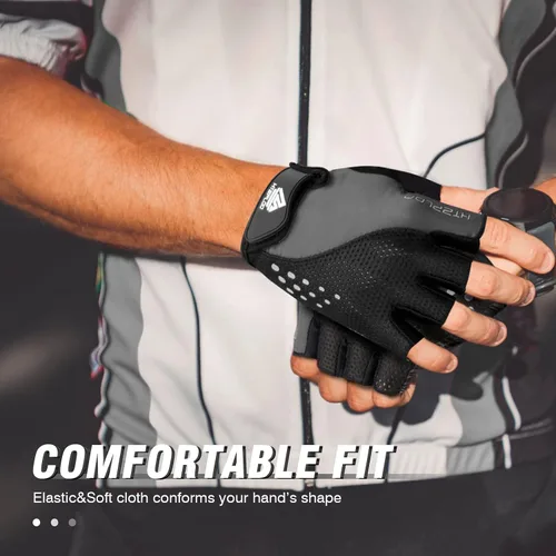 Vista 6 de Guantes de ciclismo para hombres y mujeres con almohadilla antideslizante que absorbe los golpes, peso ligero, ajuste agradable, guantes