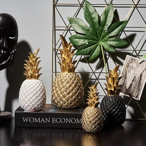 Vista 2 de Yardwe Figura de piña, adorno de fruta de resina artificial, decoración de frutas, decoración de fiesta de Hawaii, accesorios de fotografía