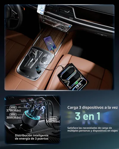 Vista 4 de Cargador de coche tipo C súper rápido de 67 W y 3 puertos USB C para Samsung Galaxy S25 S24 S23 S22 S21 Ultra, iPhone 17/Air/16/15 Pro Max, Android